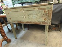 Folky Hand Made Work Table/Cabinet: Two Doors, Old