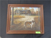 Oil on Canvas: Landscape with Dog, Signed Lower Le