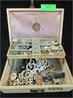 Jewelry Box with Group of Costume Jewelry: Necklac