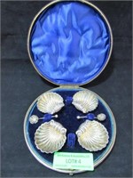 Set of Four Shell Form Footed Individual Salt Dish