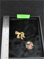 14K Gold "Bow Ribbon" Pin - Marked & 14K Gold Ci