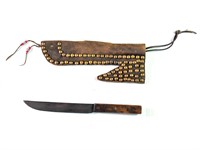 Native American Knife in Leather Scabbard
