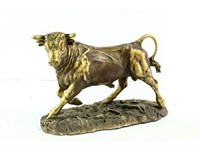 Bull Statue Gold Plaster 14"