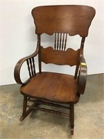 Antique plank seat rocking chair