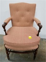 Red pattern upholstered arm chair