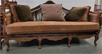Country French style leather and upholstered sofa