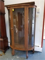 Antique oak bow glass china cabinet