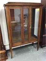 Antique square oak china cabinet