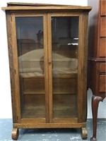 Antique square oak china cabinet