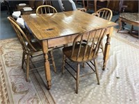 Antique oak kitchen table with four chairs