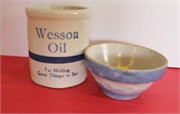 WESSON OIL CROCK WITH SMALL CROCK BOWL