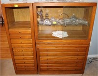 2 PC OAK CABINETS