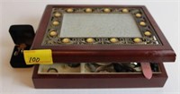 JEWELRY BOX WITH ASSORTED WATCHES AND RINGS