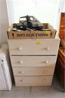 4 DRAWER CHEST WITH CONTENTS, ETENSION CORDS ,