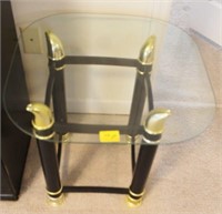 2 PC BLACK GLASS TOP END TABLES