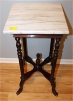 MARBLE TOP PLANT STAND  H:29"X W: 14 1/2 "