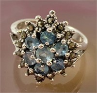 .925 Flower Marcasite ring with cz