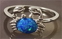 .925 Crab Blue Lab Opal Ring