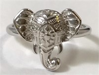 .925 Boho Elephant Head Ring