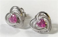 .925 Precious Heart Pink CZ Earrings