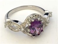 Sterling Silver and Purple Stone Ring