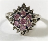 .925 Flower Marcasite ring with CZ