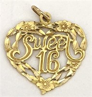 14K Gold Sweet 16 Pendant