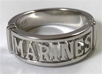 Sterling Silver Mens Marines Ring