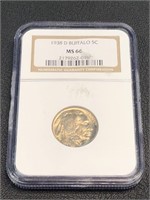 Graded 1938 D Buffalo Nickel