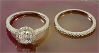 .925 CZ Wedding Ring Set size 7