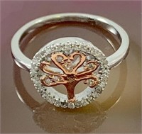 .925 Silver and Gold Tree of Life CZ