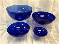 Cobalt Blue Glass Nesting Bowls
