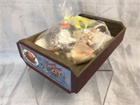 Small Faux Fruit Crate w/Bag of Shells