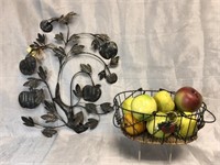 Faux Apples in Basket & Apple Branch Wall Art