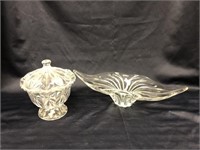 Crystal Art Bowl & Covered Candy Dish