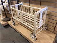 Wood Doll Crib w/Wheels