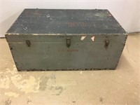 Painted Wood Flat Top Shipping Trunk