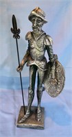 Medieval soldier w/spear & shield, silver tone