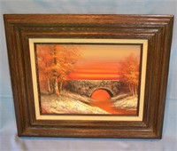 Oil on Canvas Sunset by C. Puget