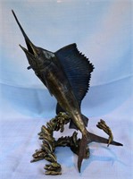 Tim Rush "Lured Away" Sail Fish Bronze Sculpure
