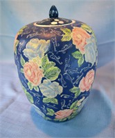 Multi-Color flowered Chinese vase w/matching lid
