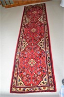 Oriental rug runner 9'4" x 31.5" Deep Red