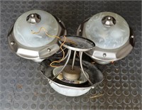 3 close to ceiling pewter/metal lights w/glass
