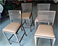 4 metal w/upholstered seats bar stools, brown tone