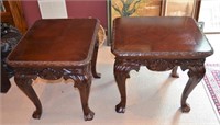 2 Thomasville side tables - ornate dark wood