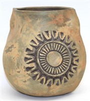 Clay Pot - Stamped with a sun design