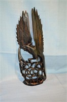 Wood bird sculpture, 15"h x 5.5"w x 2.5"d