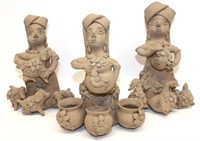 3 Pieces - Unbaked Terra Cotta Figures