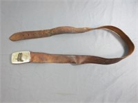 Vintage Leather Belt w/Cowboy Buckle