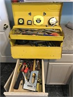 Metal Tool Box with tools and drawer of tools